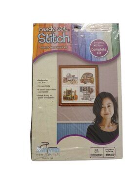 Counted Cross Stitch Kit Four Seasons Chairs 16"x16" VTG NEW Janlynn Kit New D46